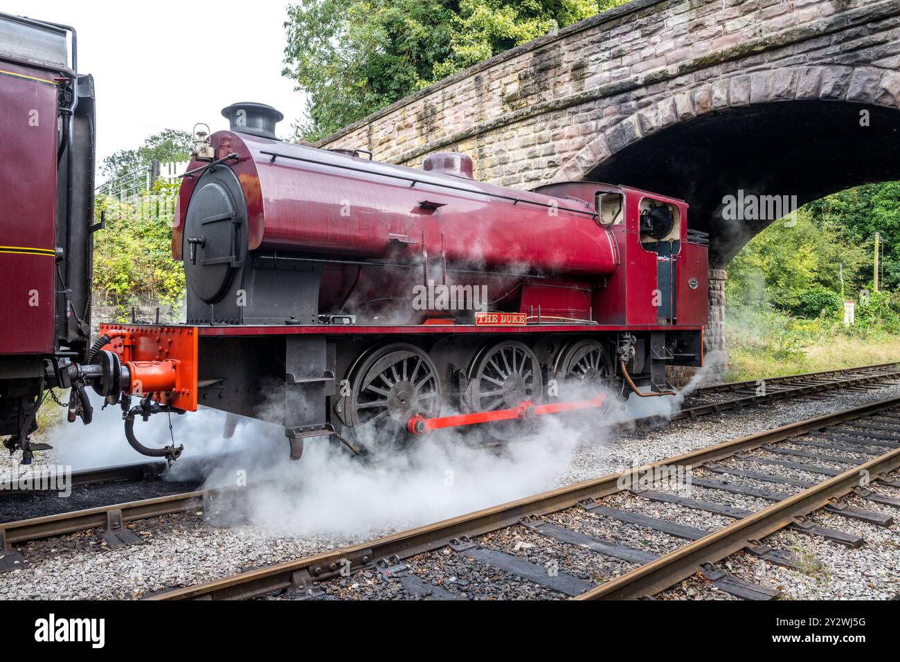 W Bagnall 0-6-0T: 68012 'The Duke', eine erhaltene Dampflokomotive, die auf der Ecclesbourne Valley Railway betrieben wird. Stockfoto