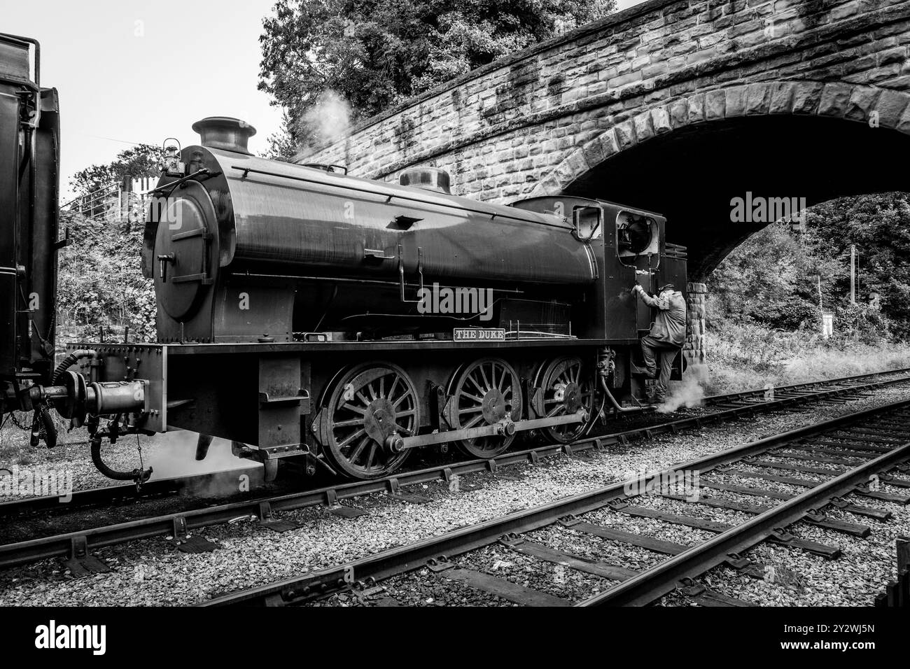W Bagnall 0-6-0T: 68012 'The Duke', eine erhaltene Dampflokomotive, die auf der Ecclesbourne Valley Railway betrieben wird. Stockfoto