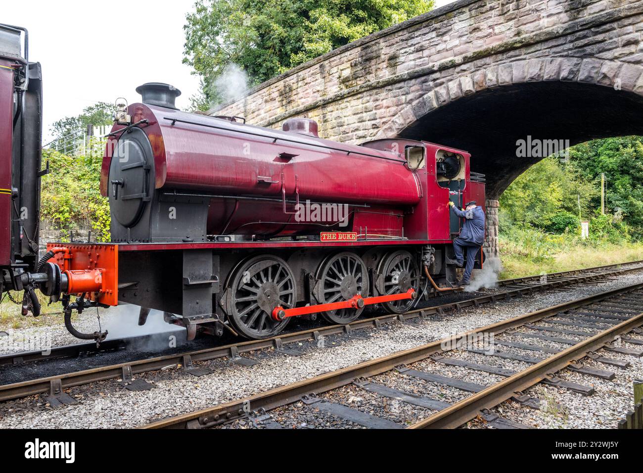 W Bagnall 0-6-0T: 68012 'The Duke', eine erhaltene Dampflokomotive, die auf der Ecclesbourne Valley Railway betrieben wird. Stockfoto