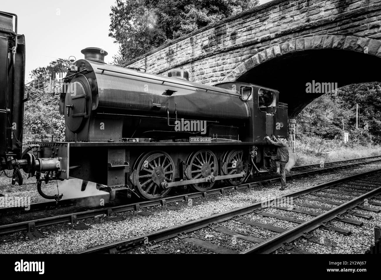 W Bagnall 0-6-0T: 68012 'The Duke', eine erhaltene Dampflokomotive, die auf der Ecclesbourne Valley Railway betrieben wird. Stockfoto