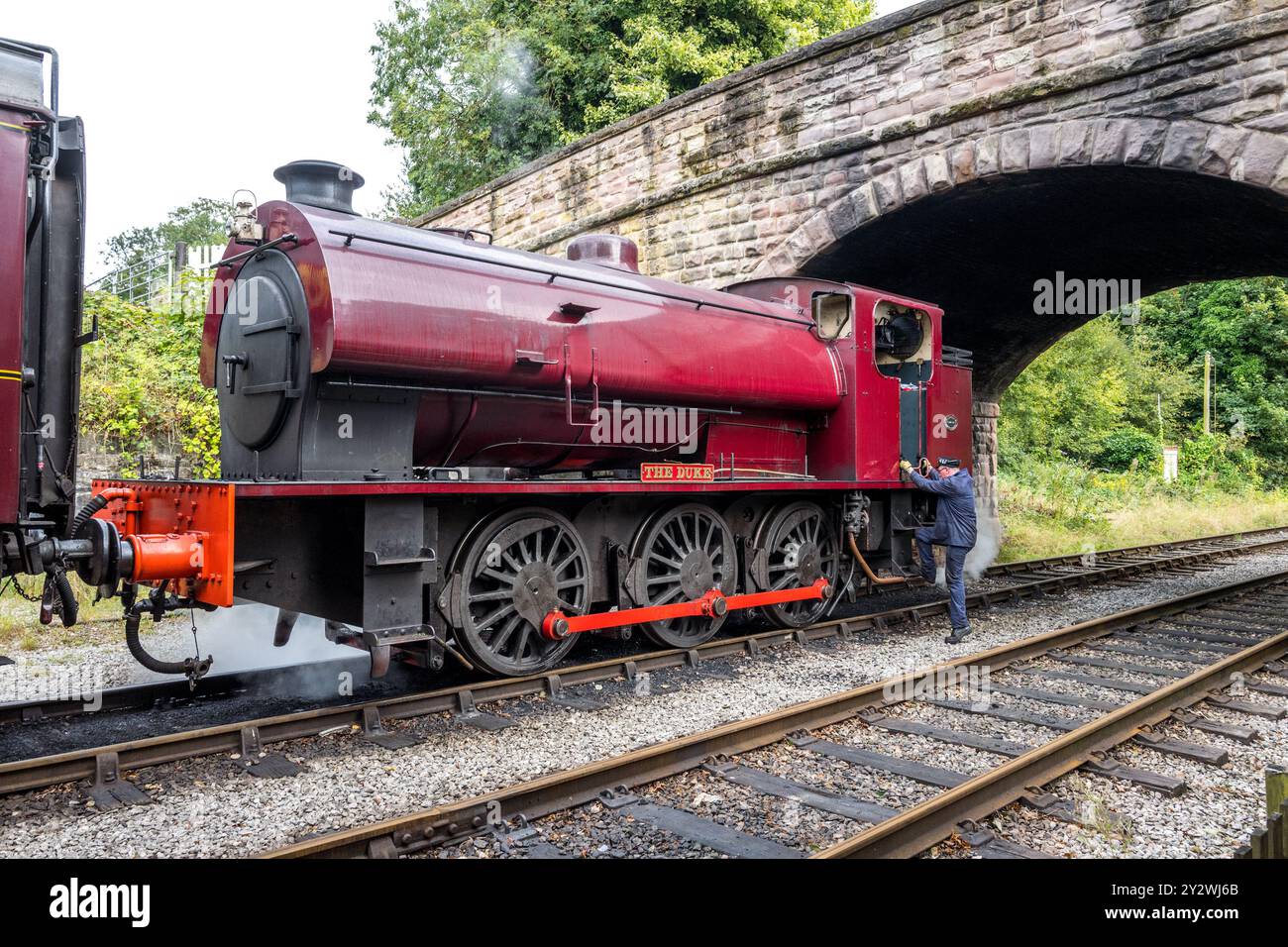 W Bagnall 0-6-0T: 68012 'The Duke', eine erhaltene Dampflokomotive, die auf der Ecclesbourne Valley Railway betrieben wird. Stockfoto