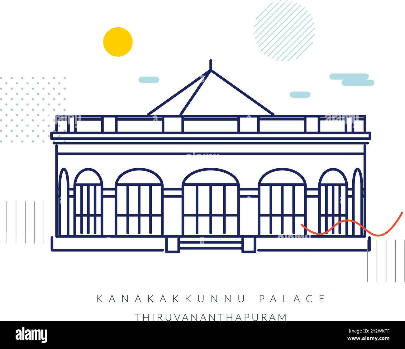 Kanakakkunnu Palace - Thiruvananthapuram - Kerala - Stockbild als EPS 10 Datei Stock Vektor