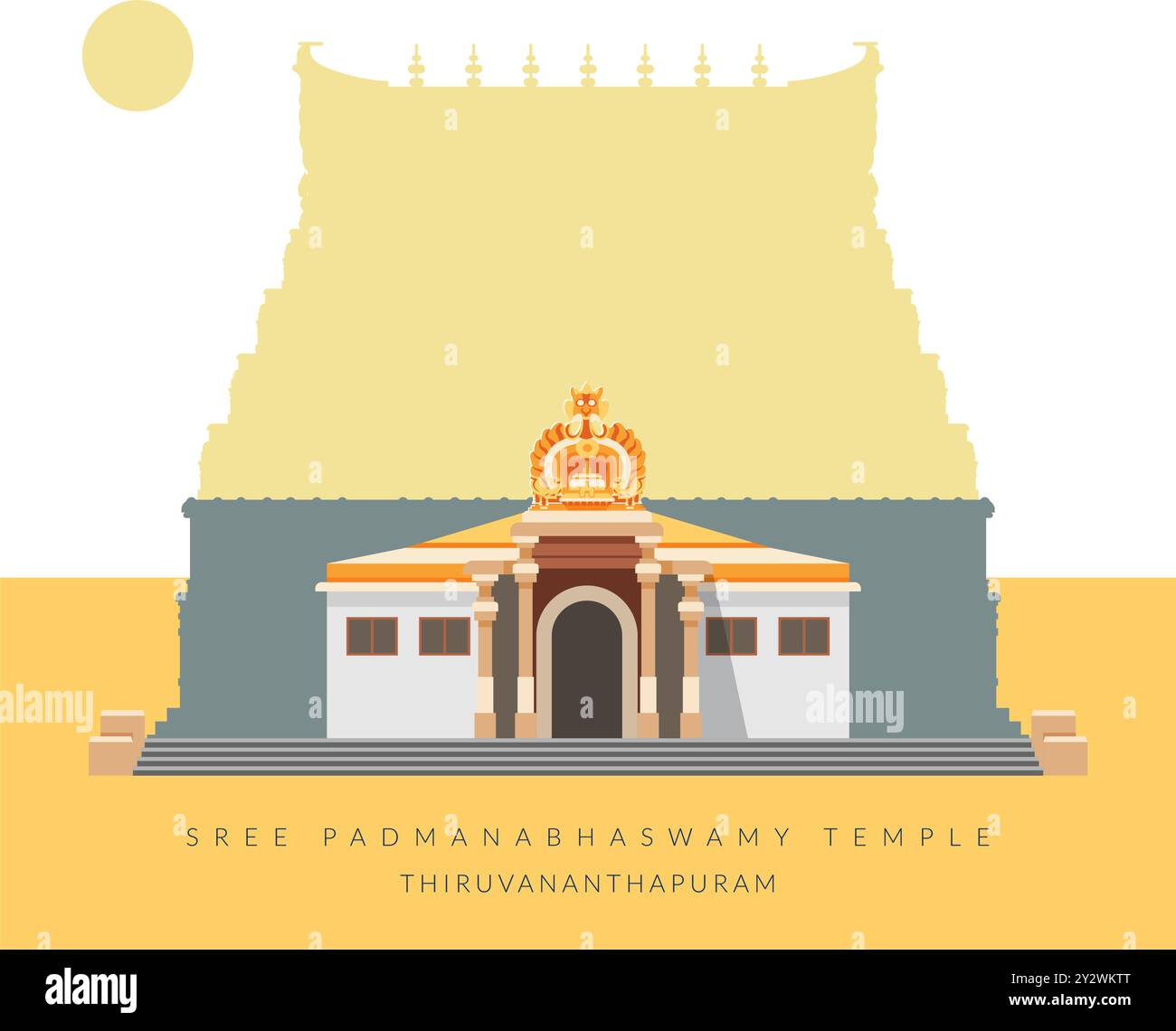 Sree Padmanabhaswamy Tempel - Thiruvananthapuram - Stock Illustration als EPS 10 Datei Stock Vektor