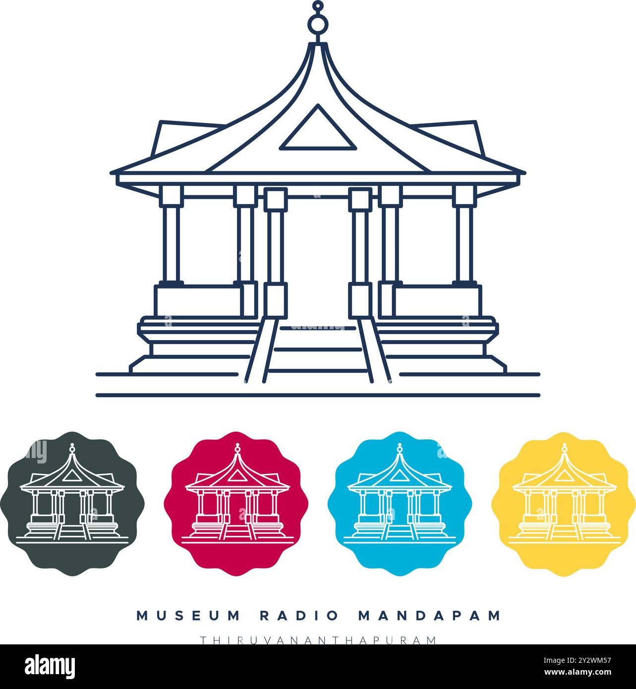 Museum Radio Mandapam - Thiruvananthapuram, Kerala - Stock Illustration als EPS 10 Datei Stock Vektor