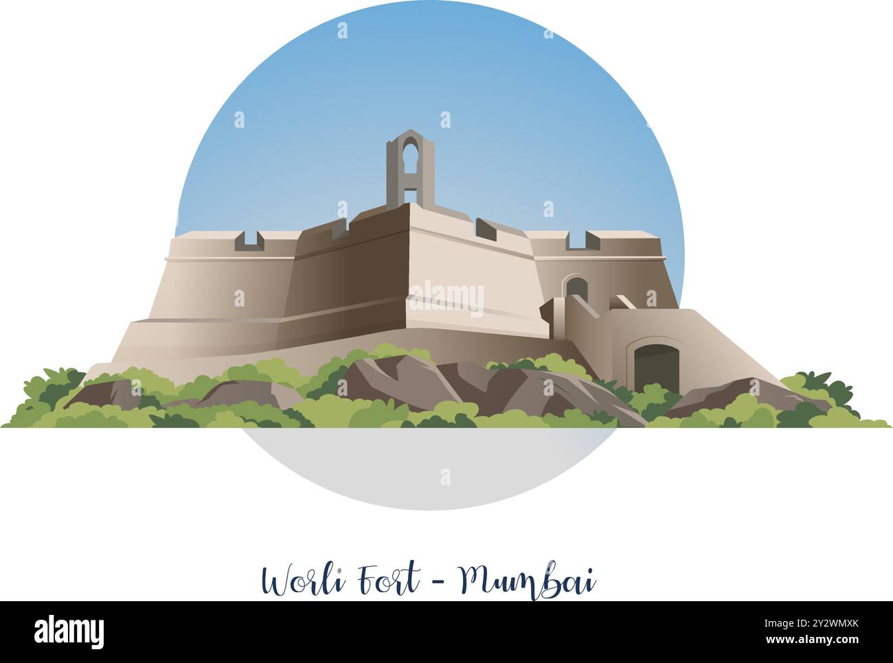 Worli Fort Mumbai, Indien – Stock Illustration als EPS 10 Datei Stock Vektor