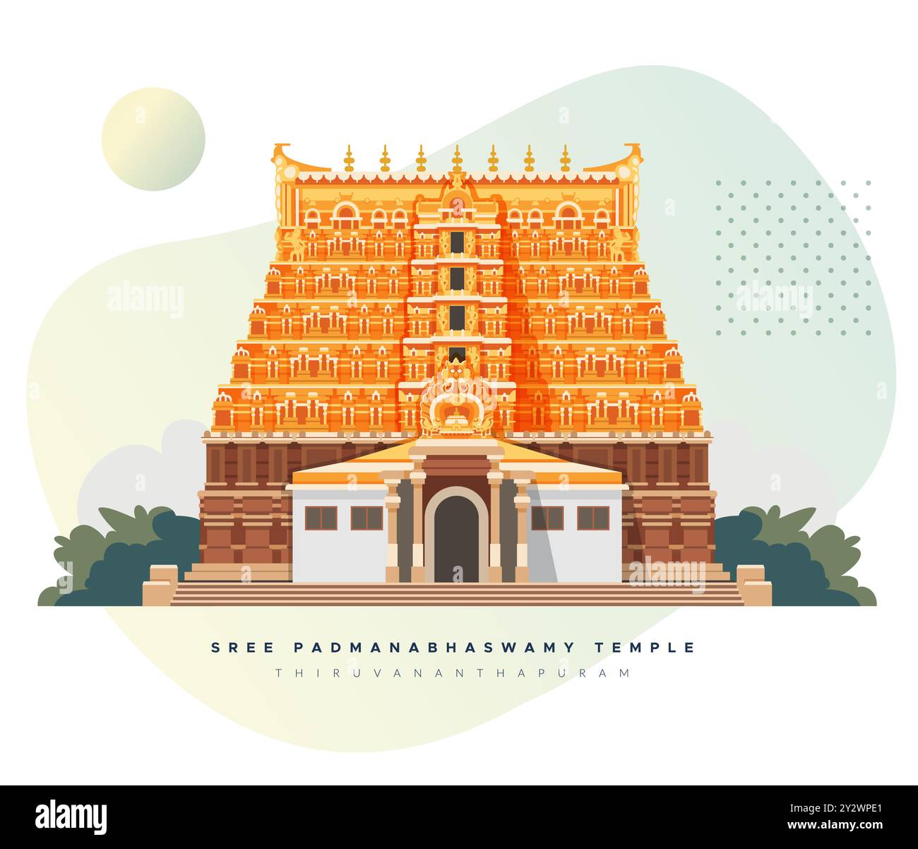 Sree Padmanabhaswamy Tempel - Thiruvananthapuram - Stock Illustration als EPS 10 Datei Stock Vektor