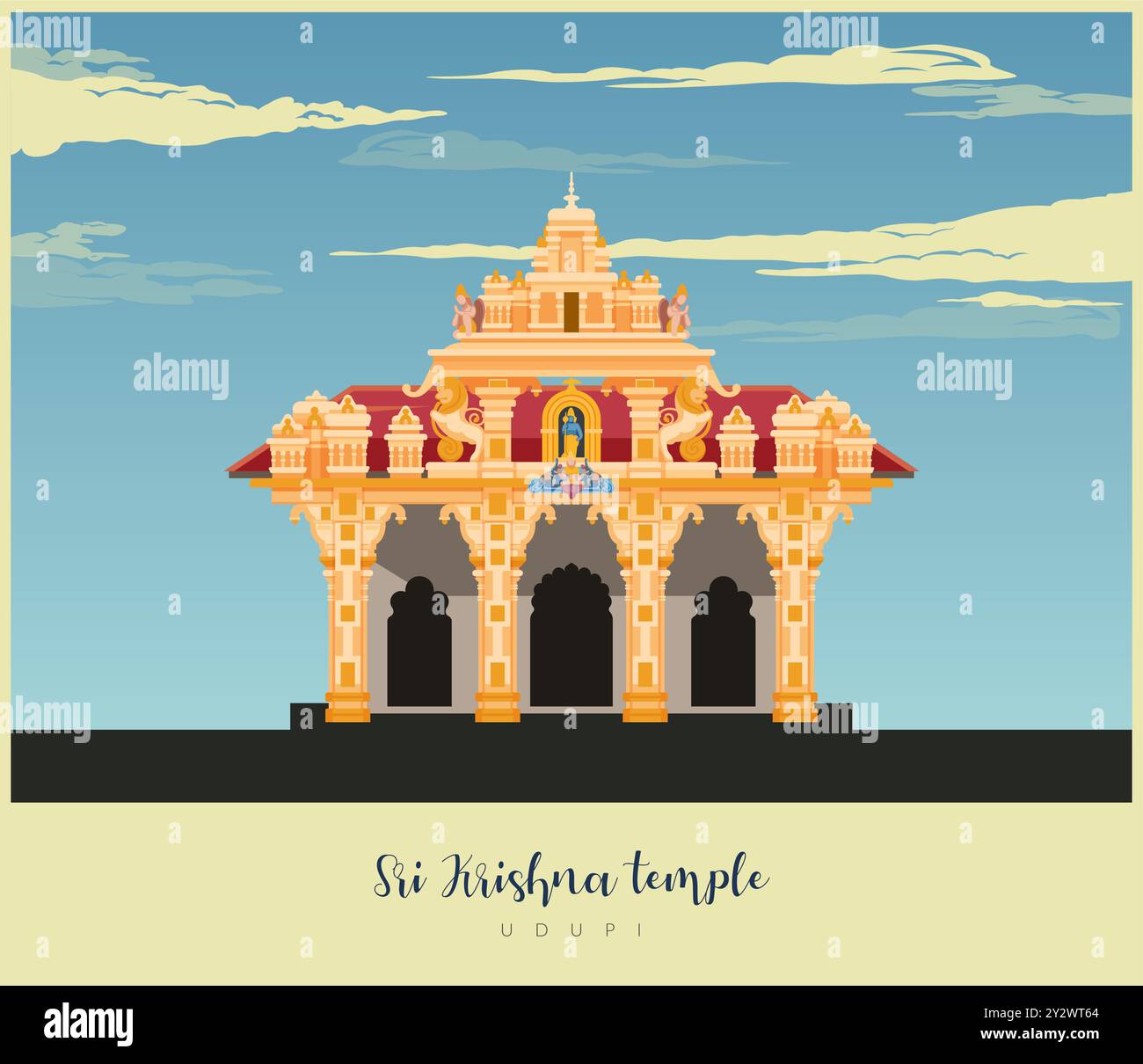 Sri Krishna Tempel Udupi - Stock Illustration als EPS 10 Datei Stock Vektor
