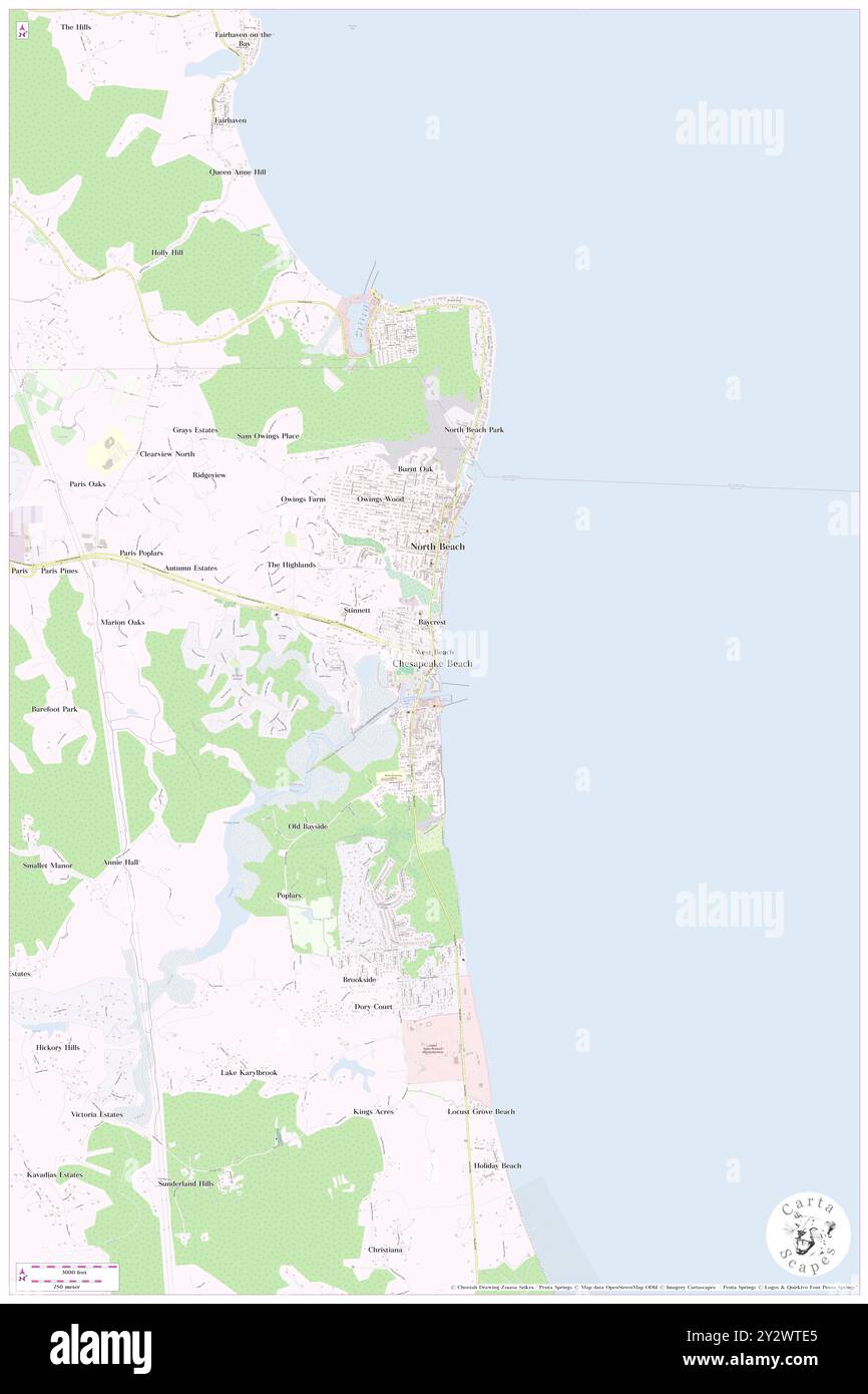 West Beach, Calvert County, USA, USA, Maryland, n 38 41' 42''', S 76 32' 0'', Karte, Cartascapes Map, veröffentlicht 2024. Erkunden Sie Cartascapes, eine Karte, die die vielfältigen Landschaften, Kulturen und Ökosysteme der Erde enthüllt. Reisen Sie durch Zeit und Raum und entdecken Sie die Verflechtungen der Vergangenheit, Gegenwart und Zukunft unseres Planeten. Stockfoto