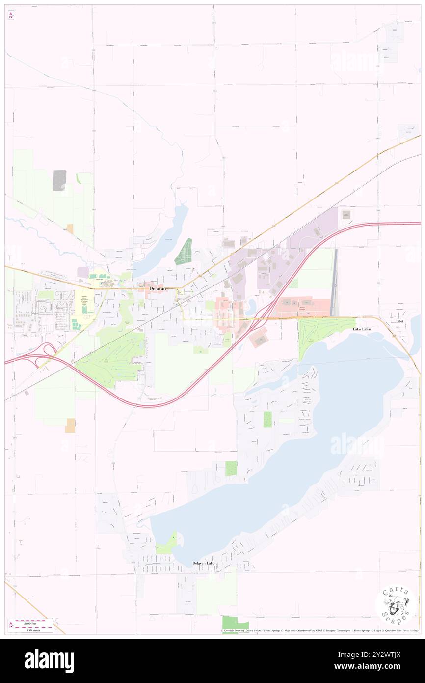 Delavan, Walworth County, USA, USA, Wisconsin, n 42 37' 59'', S 88 38' 37'', Karte, Cartascapes Map, veröffentlicht 2024. Erkunden Sie Cartascapes, eine Karte, die die vielfältigen Landschaften, Kulturen und Ökosysteme der Erde enthüllt. Reisen Sie durch Zeit und Raum und entdecken Sie die Verflechtungen der Vergangenheit, Gegenwart und Zukunft unseres Planeten. Stockfoto