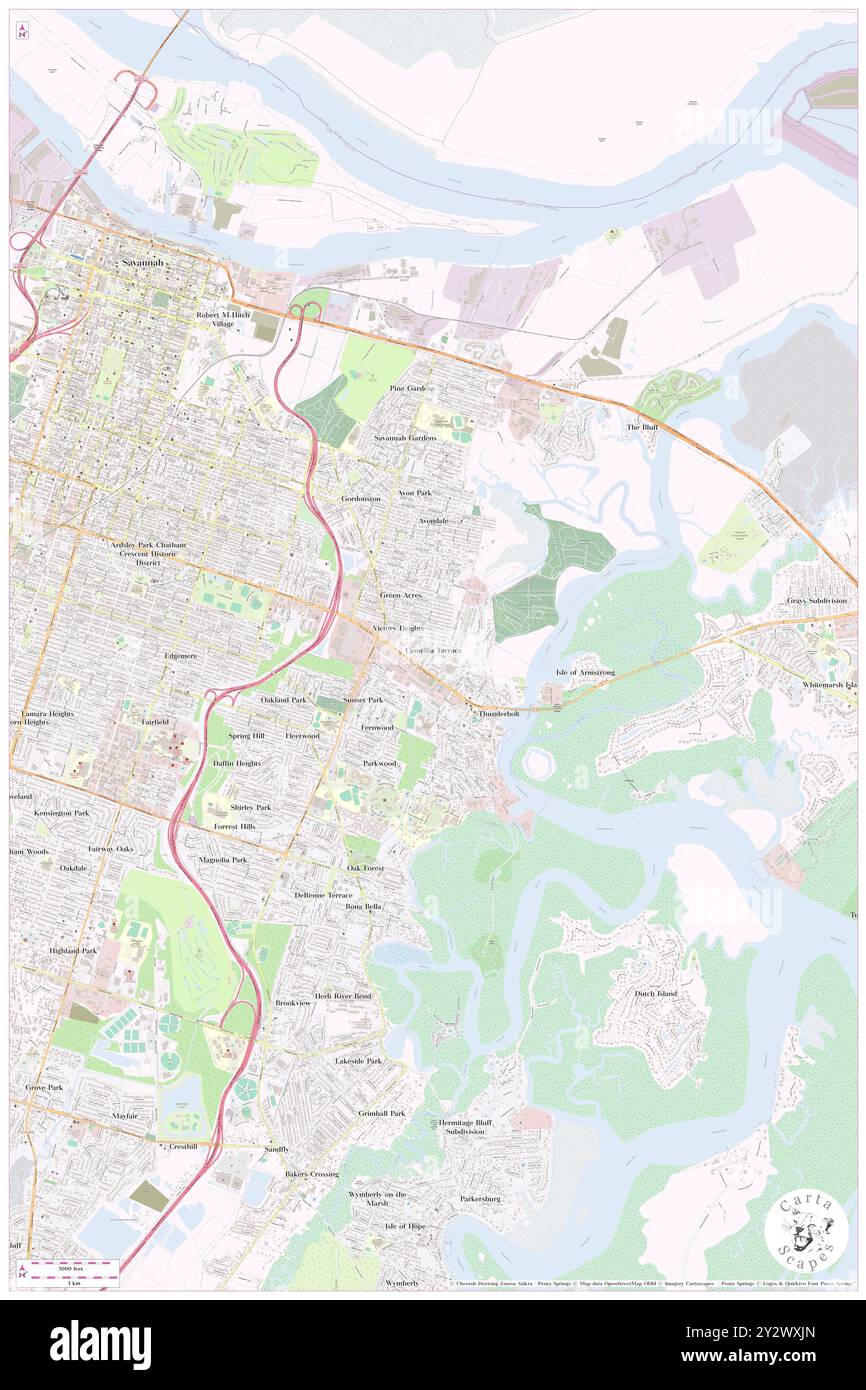 Camellia Terrace, Chatham County, USA, USA, Georgia, n 32 2' 23'', S 81 3' 27'', Karte, Cartascapes Map, veröffentlicht 2024. Erkunden Sie Cartascapes, eine Karte, die die vielfältigen Landschaften, Kulturen und Ökosysteme der Erde enthüllt. Reisen Sie durch Zeit und Raum und entdecken Sie die Verflechtungen der Vergangenheit, Gegenwart und Zukunft unseres Planeten. Stockfoto