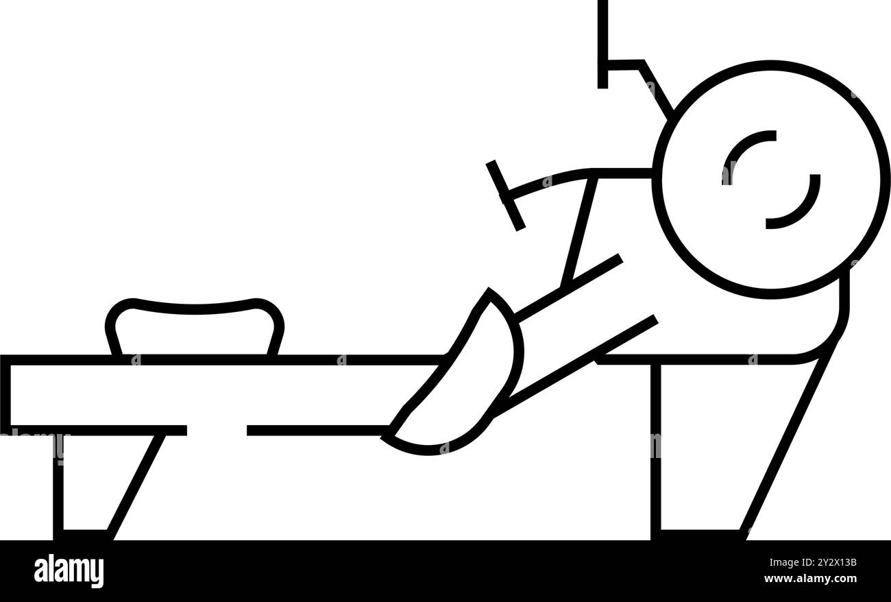 Vektorgrafik für Symbole für die Linie des Rudergeräts Stock Vektor