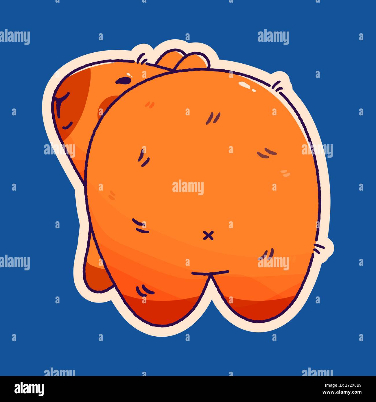 Kindlicher Plüschaufkleber Kawaii Capybara. Stock Vektor