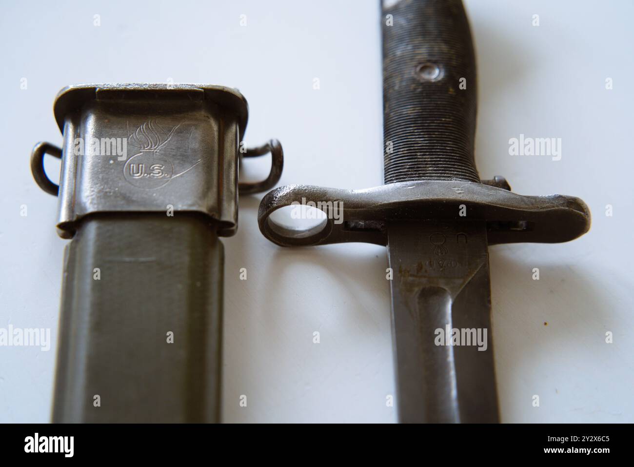 Nahaufnahme eines 1943 US-Soldaten Bayonet aus dem Zweiten Weltkrieg Stockfoto