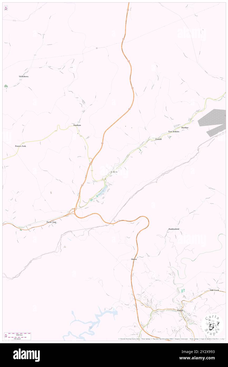 Jenkins, Letcher County, USA, USA, Kentucky, n 37 10' 24'', S 82 37' 51'', Karte, Cartascapes Map, veröffentlicht 2024. Erkunden Sie Cartascapes, eine Karte, die die vielfältigen Landschaften, Kulturen und Ökosysteme der Erde enthüllt. Reisen Sie durch Zeit und Raum und entdecken Sie die Verflechtungen der Vergangenheit, Gegenwart und Zukunft unseres Planeten. Stockfoto