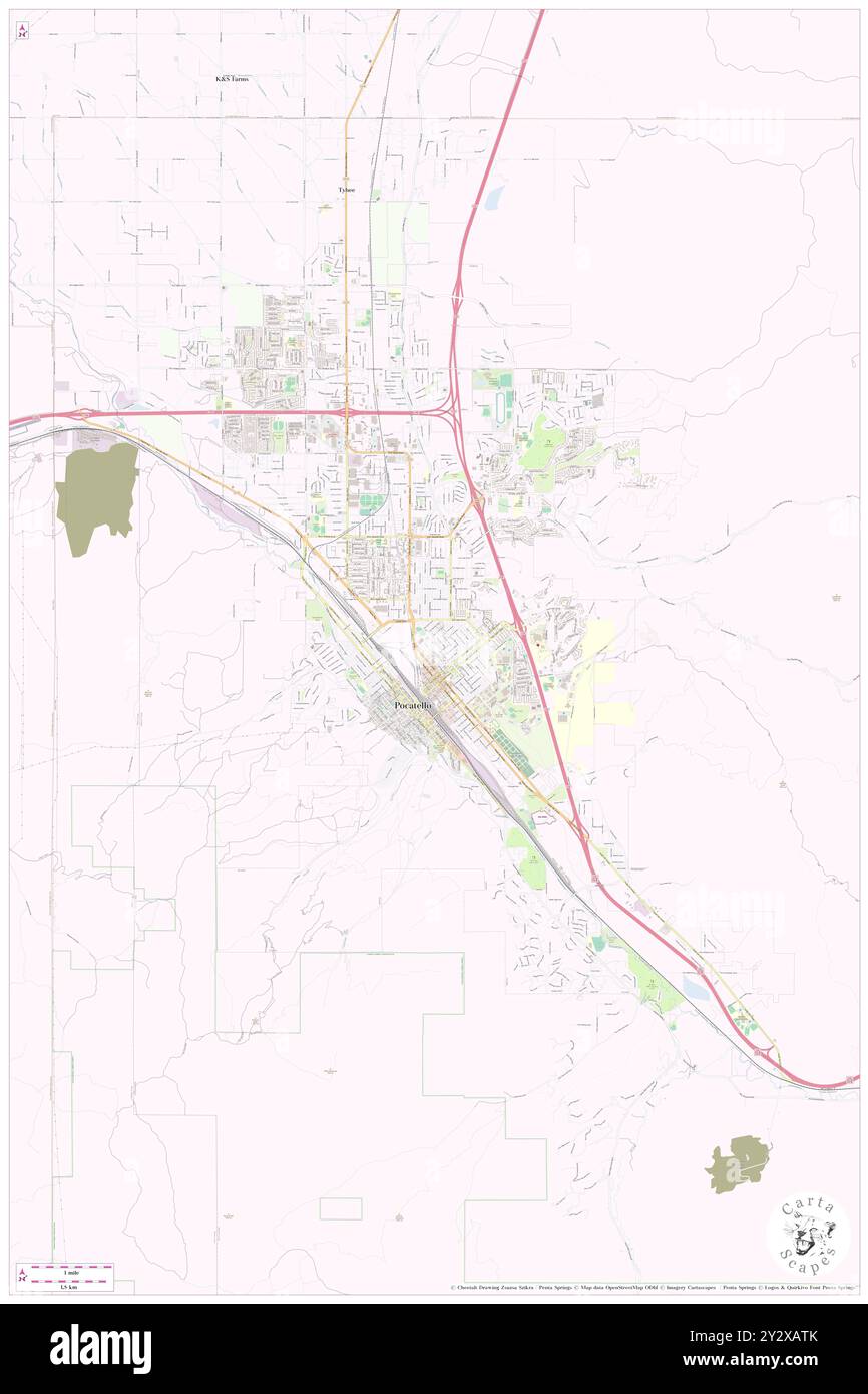 Pocatello, Bannock County, USA, USA, Idaho, n 42 52' 16'', S 112 26' 43'', Karte, Cartascapes Map, veröffentlicht 2024. Erkunden Sie Cartascapes, eine Karte, die die vielfältigen Landschaften, Kulturen und Ökosysteme der Erde enthüllt. Reisen Sie durch Zeit und Raum und entdecken Sie die Verflechtungen der Vergangenheit, Gegenwart und Zukunft unseres Planeten. Stockfoto