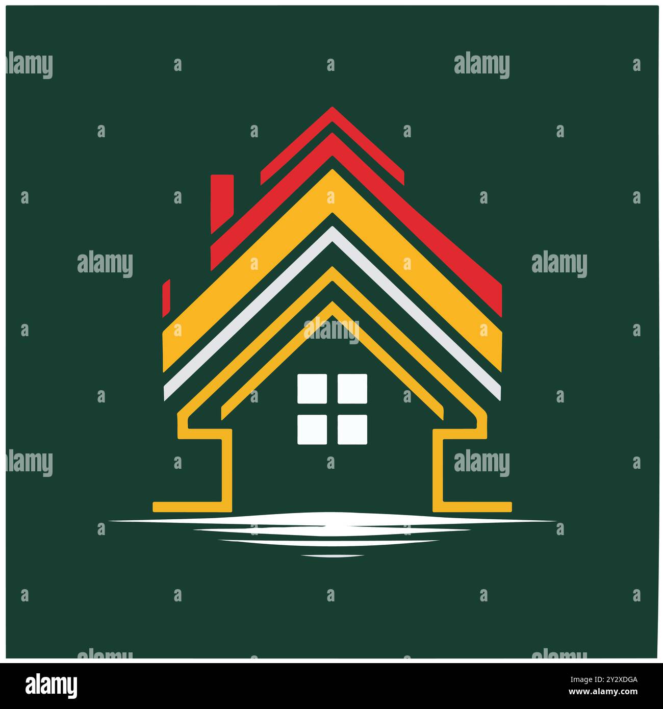 Modernes Real Estate Logo mit bunten Dachlinien und House Silhouette Stock Vektor