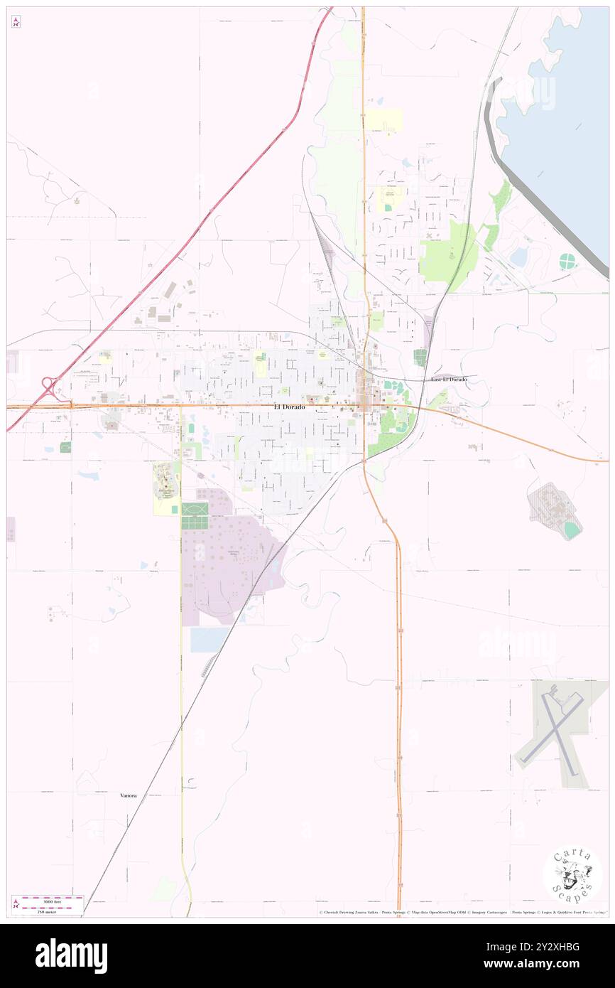 El Dorado, Butler County, USA, Vereinigte Staaten, Kansas, n 37 49' 2'', S 96 51' 44'', Karte, Cartascapes Map, veröffentlicht 2024. Erkunden Sie Cartascapes, eine Karte, die die vielfältigen Landschaften, Kulturen und Ökosysteme der Erde enthüllt. Reisen Sie durch Zeit und Raum und entdecken Sie die Verflechtungen der Vergangenheit, Gegenwart und Zukunft unseres Planeten. Stockfoto