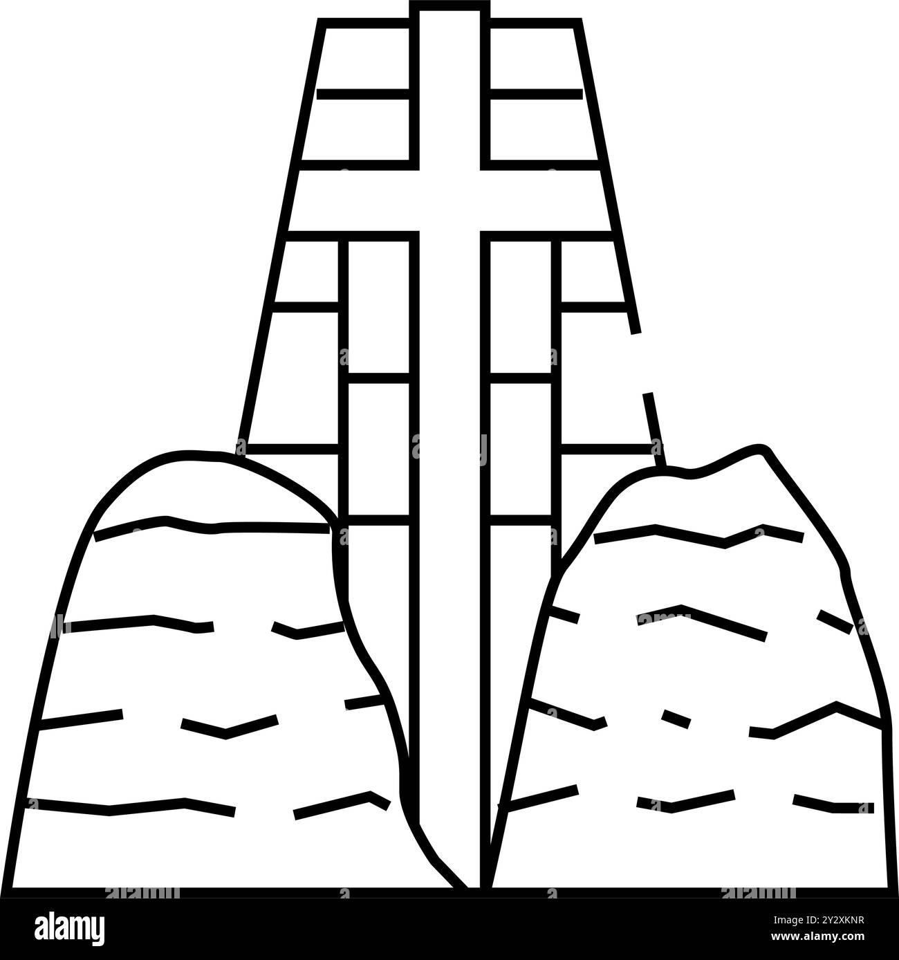 katholische Kapelle der heiligen Kreuzlinie Symbol Vektor-Illustration Stock Vektor