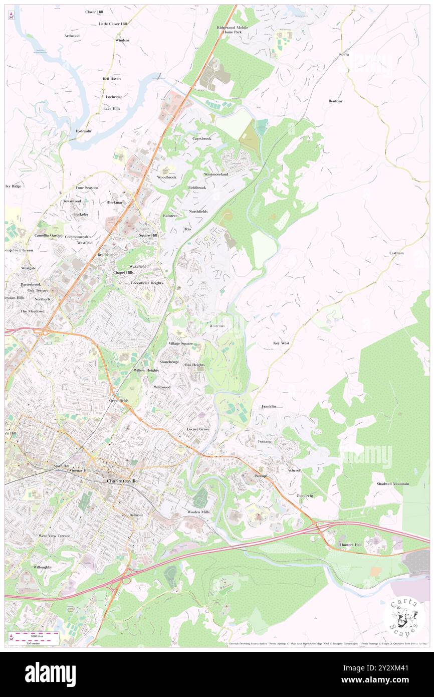 Riverrun, Albemarle County, USA, USA, Virginia, n 38 3' 29'', S 78 27' 15'', Karte, Cartascapes Map, veröffentlicht 2024. Erkunden Sie Cartascapes, eine Karte, die die vielfältigen Landschaften, Kulturen und Ökosysteme der Erde enthüllt. Reisen Sie durch Zeit und Raum und entdecken Sie die Verflechtungen der Vergangenheit, Gegenwart und Zukunft unseres Planeten. Stockfoto