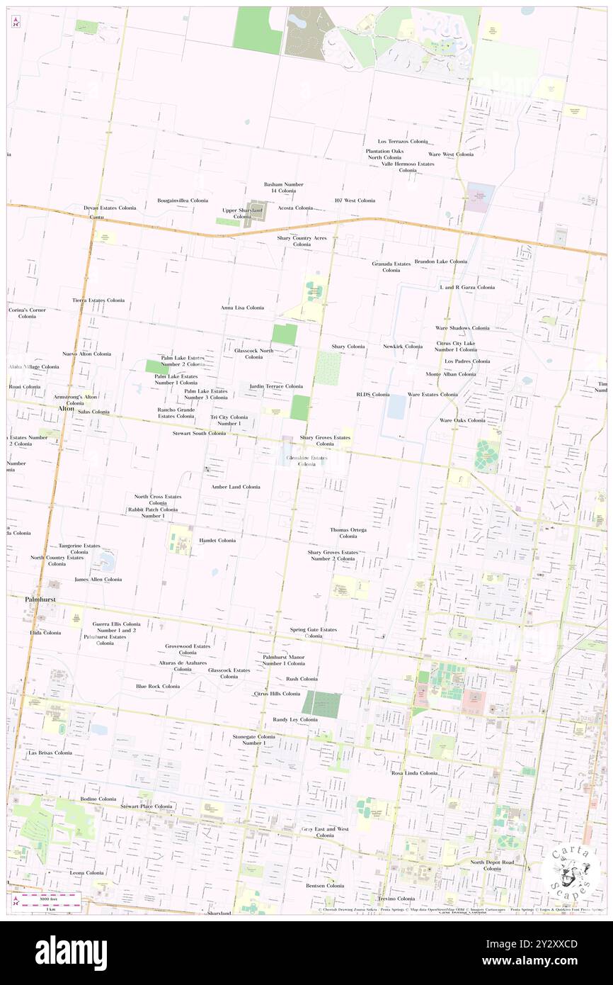 Glenshire Estates Colonia, Hidalgo County, USA, USA, Texas, n 26 16' 45'', S 98 16' 24'', Karte, Cartascapes Map, veröffentlicht 2024. Erkunden Sie Cartascapes, eine Karte, die die vielfältigen Landschaften, Kulturen und Ökosysteme der Erde enthüllt. Reisen Sie durch Zeit und Raum und entdecken Sie die Verflechtungen der Vergangenheit, Gegenwart und Zukunft unseres Planeten. Stockfoto