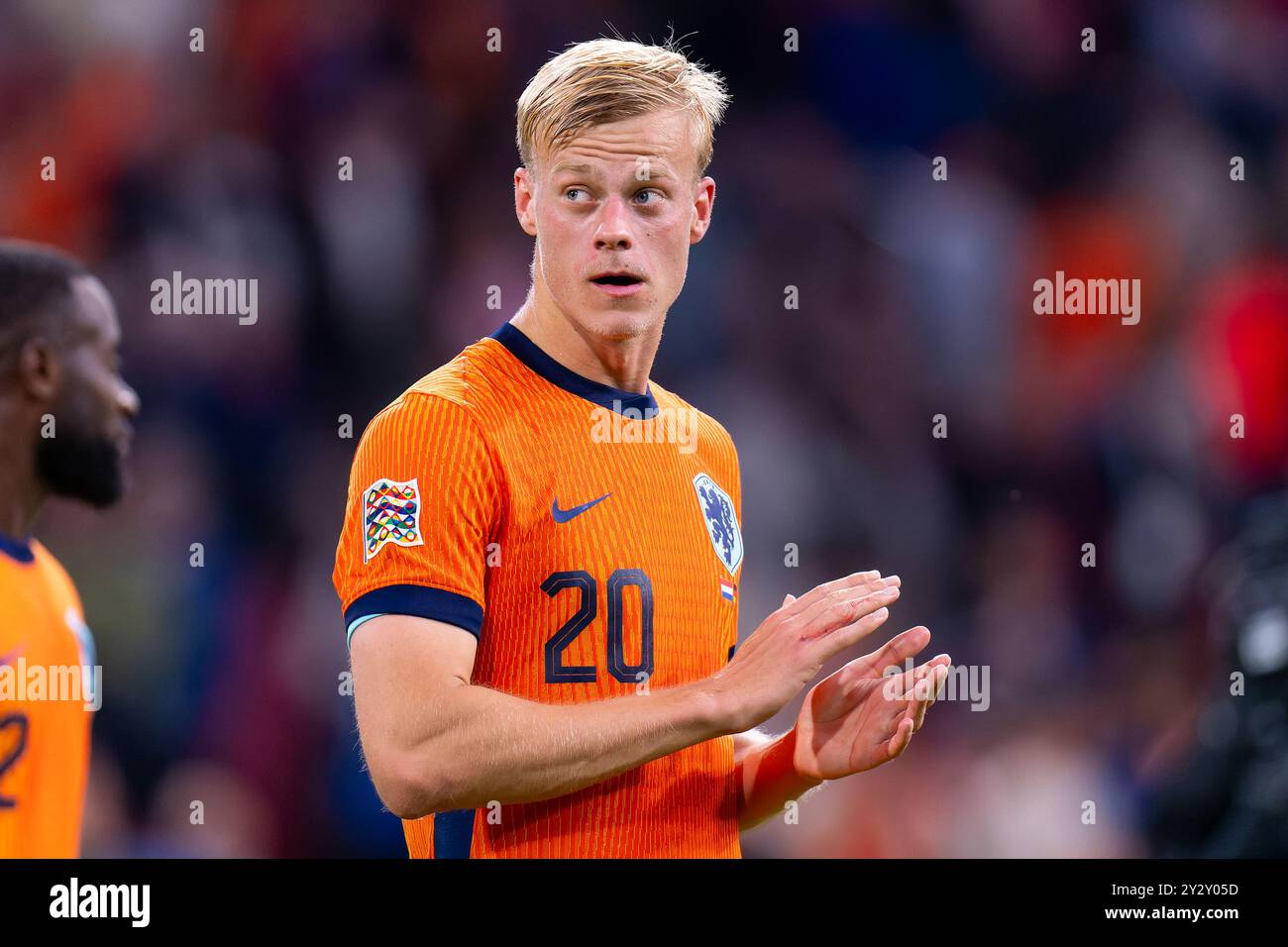 Amsterdam, Niederlande. September 2024. AMSTERDAM, NIEDERLANDE - 10. SEPTEMBER: Jan-Paul van Hecke aus den Niederlanden applaudiert den Fans nach dem Spiel der UEFA Nations League 2024/25 League A in der Gruppe A3 zwischen den Niederlanden und Deutschland in der Johan Cruijff Arena am 10. September 2024 in Amsterdam. (Foto: Joris Verwijst/BSR Agency) Credit: BSR Agency/Alamy Live News Stockfoto