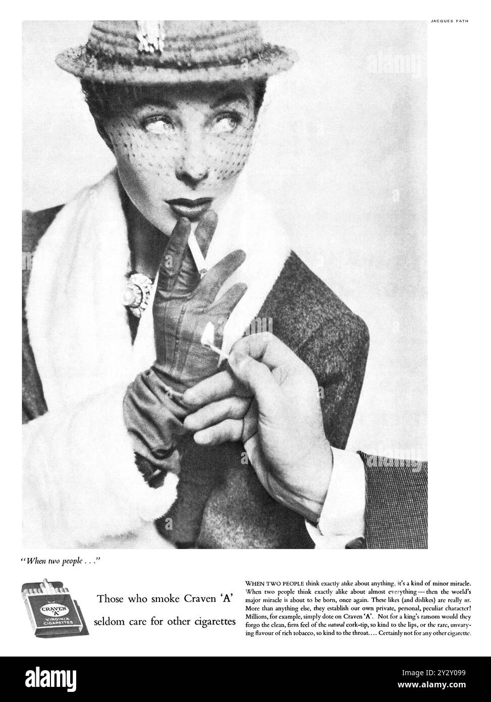 1950 britischen Werbung für Craven 'A' Zigaretten. Stockfoto