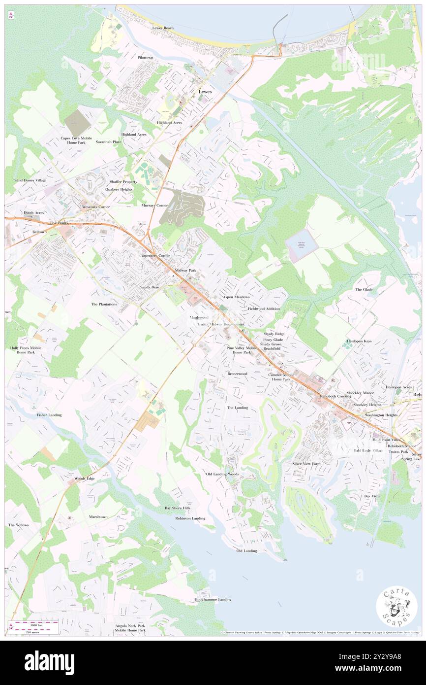 Maplewood, Sussex County, USA, Vereinigte Staaten, Delaware, n 38 43' 49''', S 75 8' 9'', Karte, Cartascapes Map, veröffentlicht 2024. Erkunden Sie Cartascapes, eine Karte, die die vielfältigen Landschaften, Kulturen und Ökosysteme der Erde enthüllt. Reisen Sie durch Zeit und Raum und entdecken Sie die Verflechtungen der Vergangenheit, Gegenwart und Zukunft unseres Planeten. Stockfoto