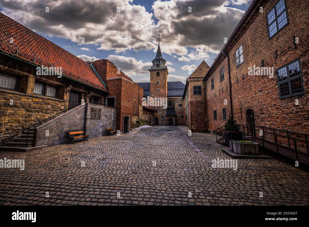 Oslo - 12. Februar 2023: Die historische epische Festung Akershus i Oslo, Norwegen Stockfoto