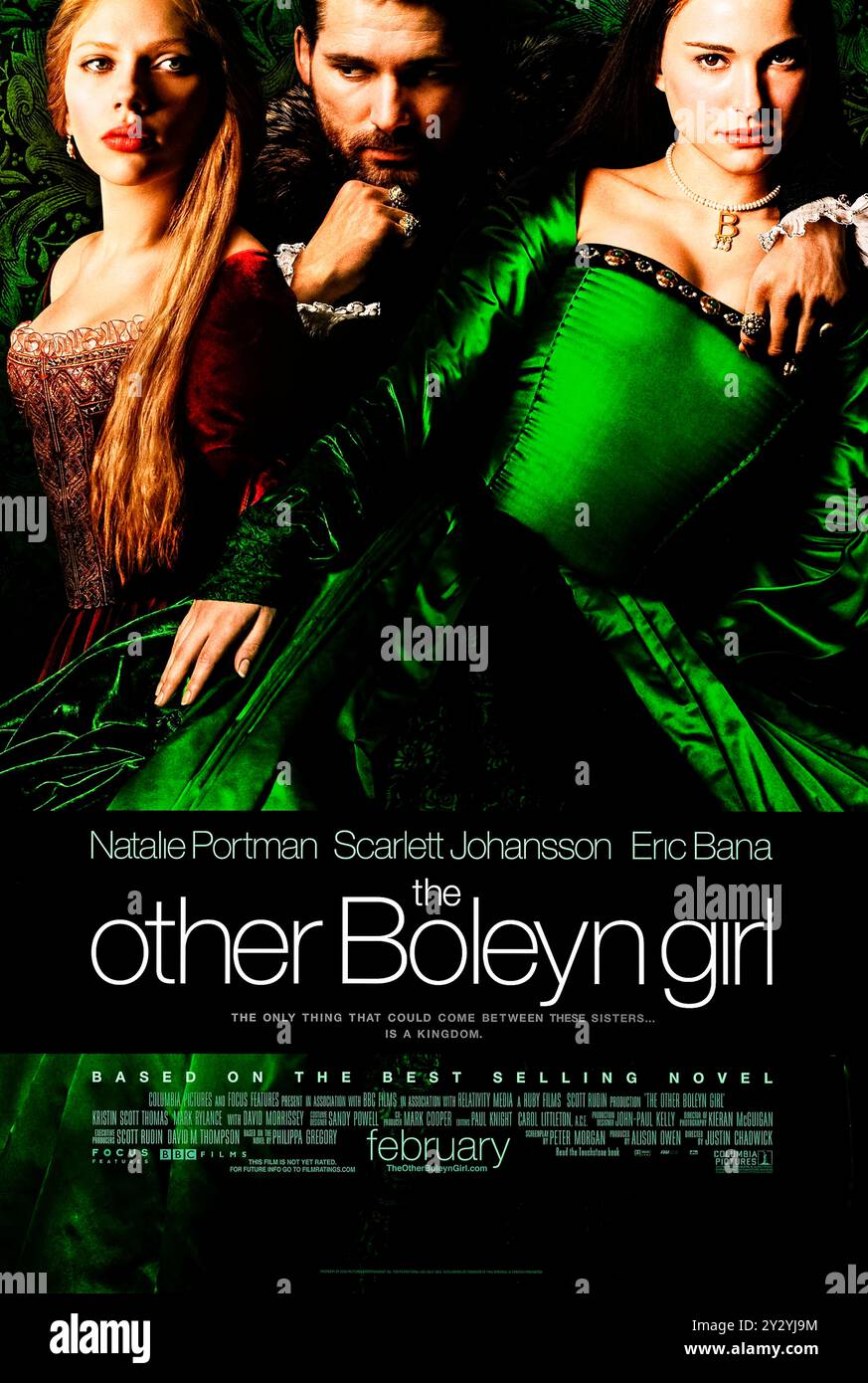 The Other Boleyn Girl (2008) von Justin Chadwick mit Natalie Portman, Scarlett Johansson und Eric Bana. Verfilmung des Romans Philippa Gregory über die Schwestern Anne und Mary Boleyn, während sie um die Liebe von König Heinrich VIII. Konkurrieren. Foto eines originalen US-Posters aus dem Jahr 2008 ***NUR FÜR REDAKTIONELLE VERWENDUNG***. Quelle: BFA / Columbia Pictures Stockfoto