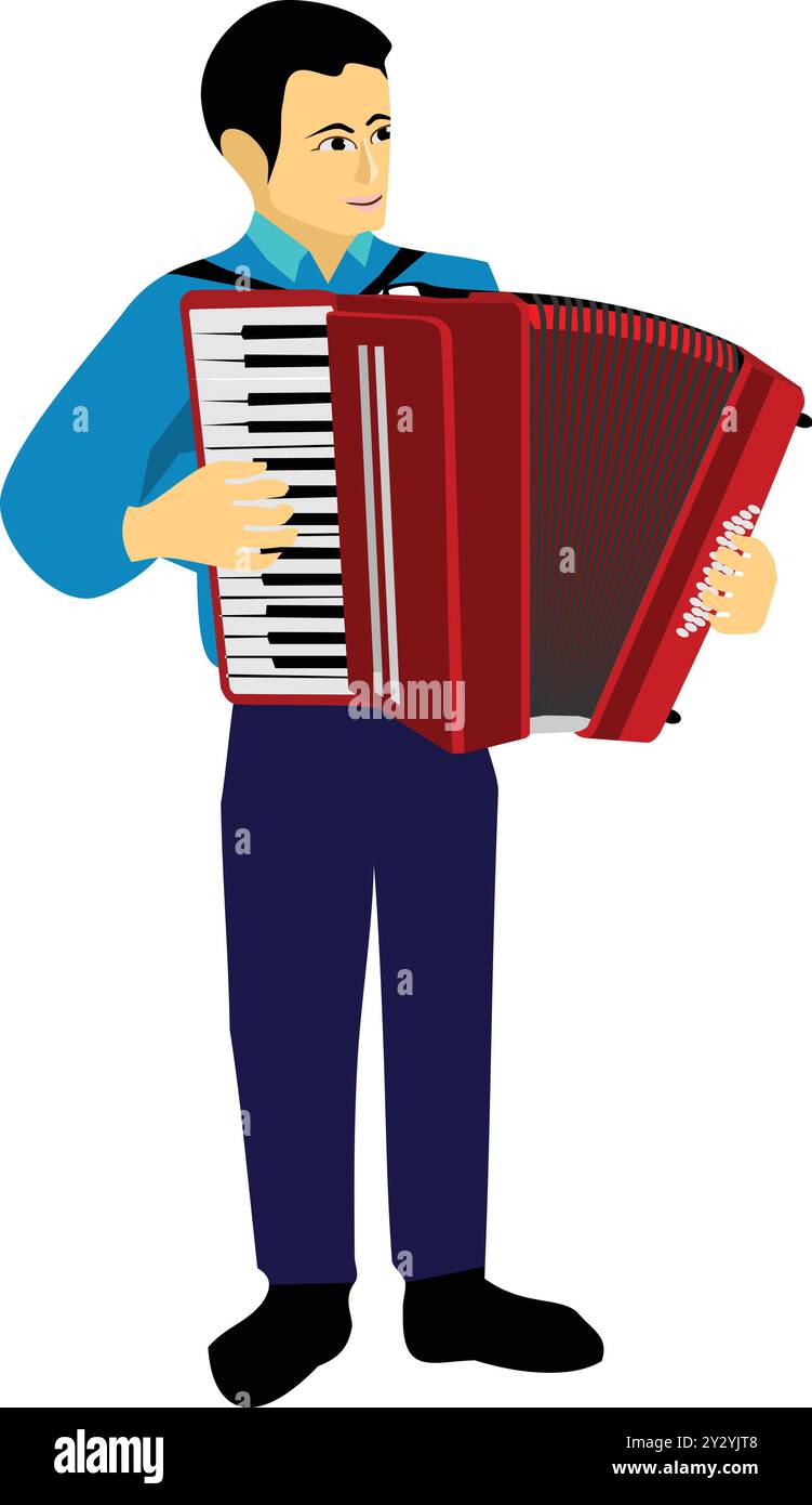 Mann Spielt Akkordeon Music Country Stock Vektor
