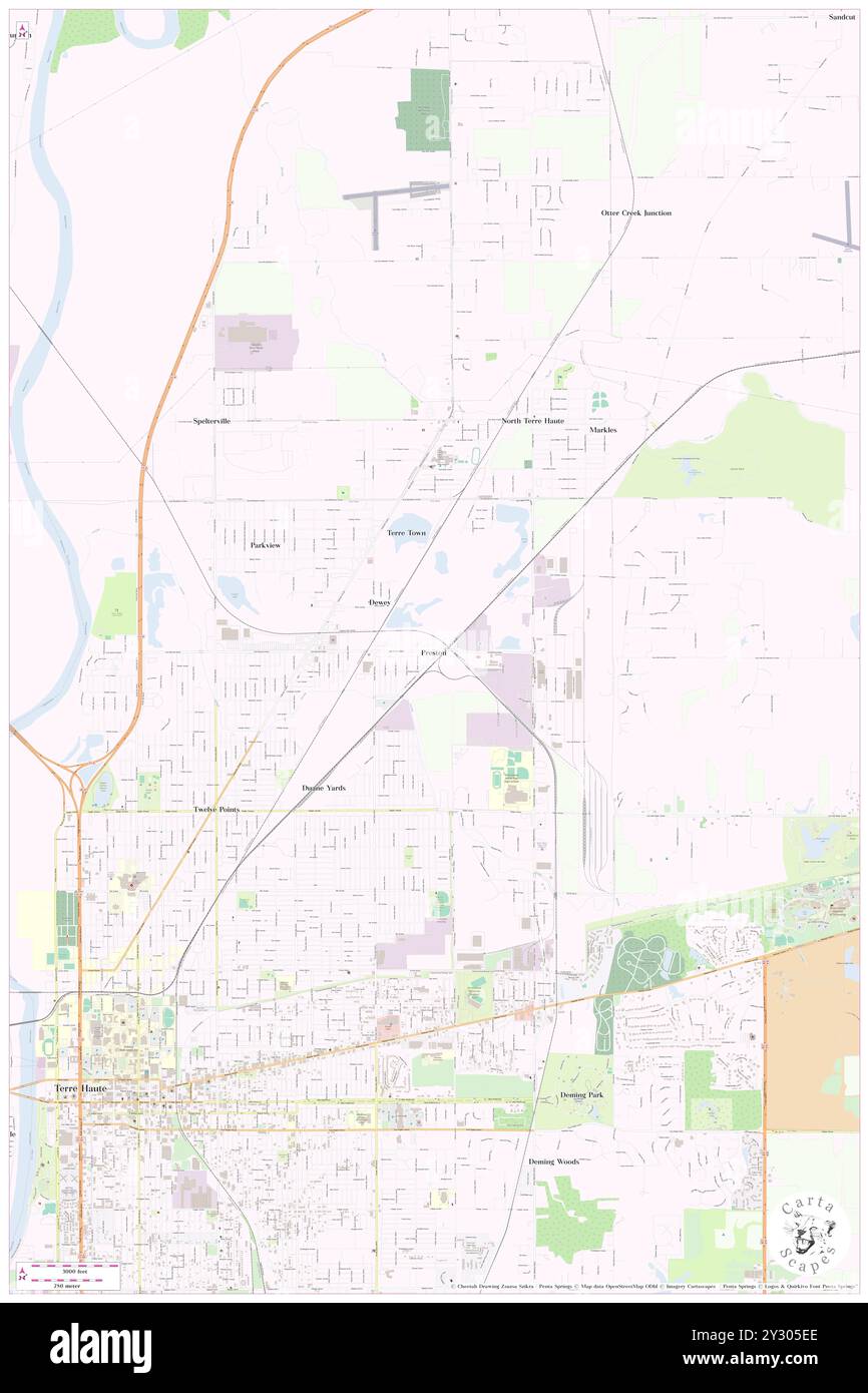 Preston, Vigo County, USA, USA, Indiana, n 39 30' 24'', S 87 22' 19'', Karte, Cartascapes Map, veröffentlicht 2024. Erkunden Sie Cartascapes, eine Karte, die die vielfältigen Landschaften, Kulturen und Ökosysteme der Erde enthüllt. Reisen Sie durch Zeit und Raum und entdecken Sie die Verflechtungen der Vergangenheit, Gegenwart und Zukunft unseres Planeten. Stockfoto