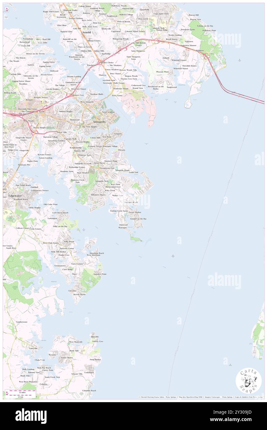 Highland Beach, Anne Arundel County, USA, USA, Maryland, n 38 55' 49'', S 76 27' 56'', Karte, Cartascapes Map, veröffentlicht 2024. Erkunden Sie Cartascapes, eine Karte, die die vielfältigen Landschaften, Kulturen und Ökosysteme der Erde enthüllt. Reisen Sie durch Zeit und Raum und entdecken Sie die Verflechtungen der Vergangenheit, Gegenwart und Zukunft unseres Planeten. Stockfoto