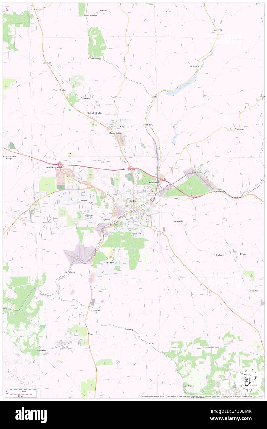 Butler, Butler County, USA, USA, Pennsylvania, n 40 51' 40'', S 79 53' 43'', Karte, Cartascapes Map, veröffentlicht 2024. Erkunden Sie Cartascapes, eine Karte, die die vielfältigen Landschaften, Kulturen und Ökosysteme der Erde enthüllt. Reisen Sie durch Zeit und Raum und entdecken Sie die Verflechtungen der Vergangenheit, Gegenwart und Zukunft unseres Planeten. Stockfoto