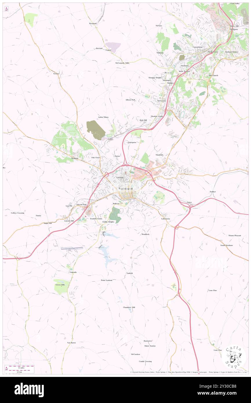 Washington, Washington County, USA, USA, Pennsylvania, n 40 10' 26'', S 80 14' 46'', Karte, Cartascapes Map, veröffentlicht 2024. Erkunden Sie Cartascapes, eine Karte, die die vielfältigen Landschaften, Kulturen und Ökosysteme der Erde enthüllt. Reisen Sie durch Zeit und Raum und entdecken Sie die Verflechtungen der Vergangenheit, Gegenwart und Zukunft unseres Planeten. Stockfoto