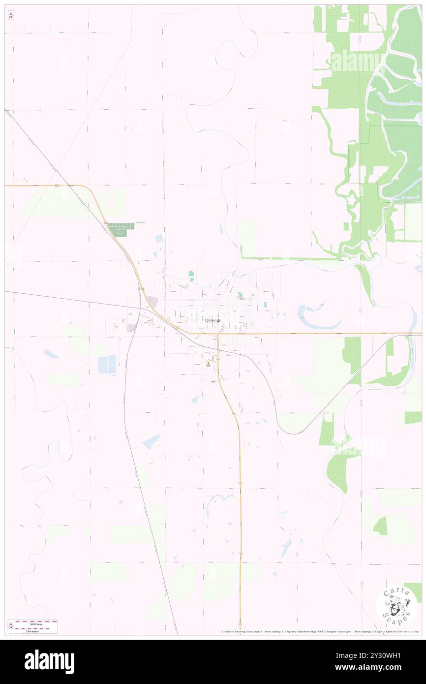 Oswego, Labette County, USA, Vereinigte Staaten, Kansas, n 37 10' 3'', S 95 6' 35'', Karte, Karte, Kartenausgabe 2024. Erkunden Sie Cartascapes, eine Karte, die die vielfältigen Landschaften, Kulturen und Ökosysteme der Erde enthüllt. Reisen Sie durch Zeit und Raum und entdecken Sie die Verflechtungen der Vergangenheit, Gegenwart und Zukunft unseres Planeten. Stockfoto