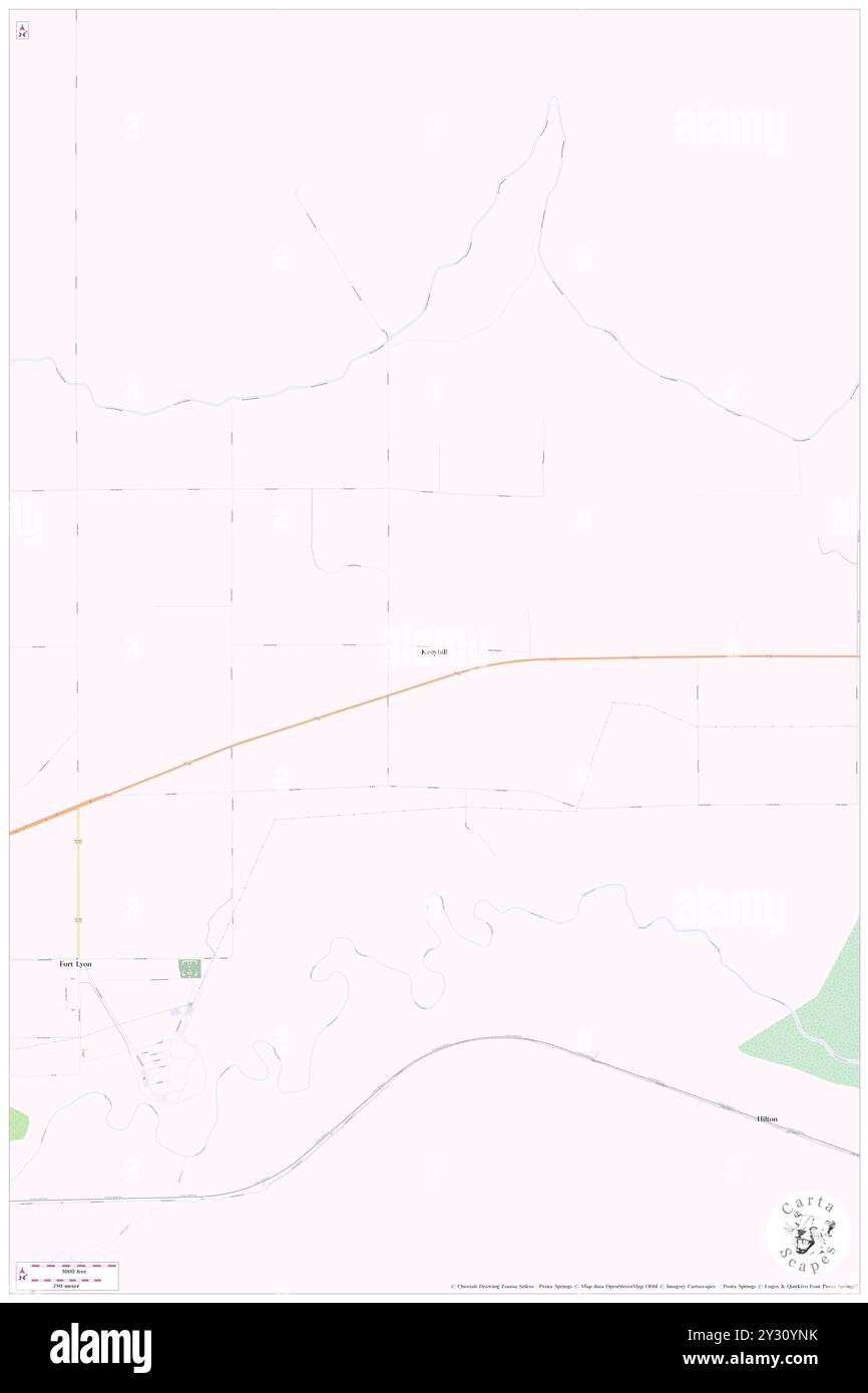 Kreybill, Bent County, USA, Vereinigte Staaten, Colorado, n 38 6' 50''', S 103 6' 1'', Karte, Cartascapes Map, veröffentlicht 2024. Erkunden Sie Cartascapes, eine Karte, die die vielfältigen Landschaften, Kulturen und Ökosysteme der Erde enthüllt. Reisen Sie durch Zeit und Raum und entdecken Sie die Verflechtungen der Vergangenheit, Gegenwart und Zukunft unseres Planeten. Stockfoto