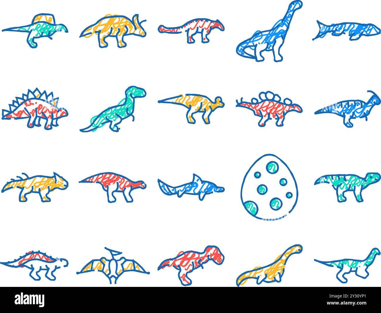 Dinosaurier Wild Animal Ikone handgezeichnet Stock Vektor