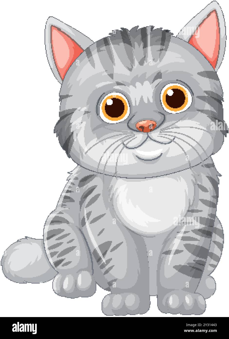 Niedliche graue Tabby-Katze sitzend Stock Vektor