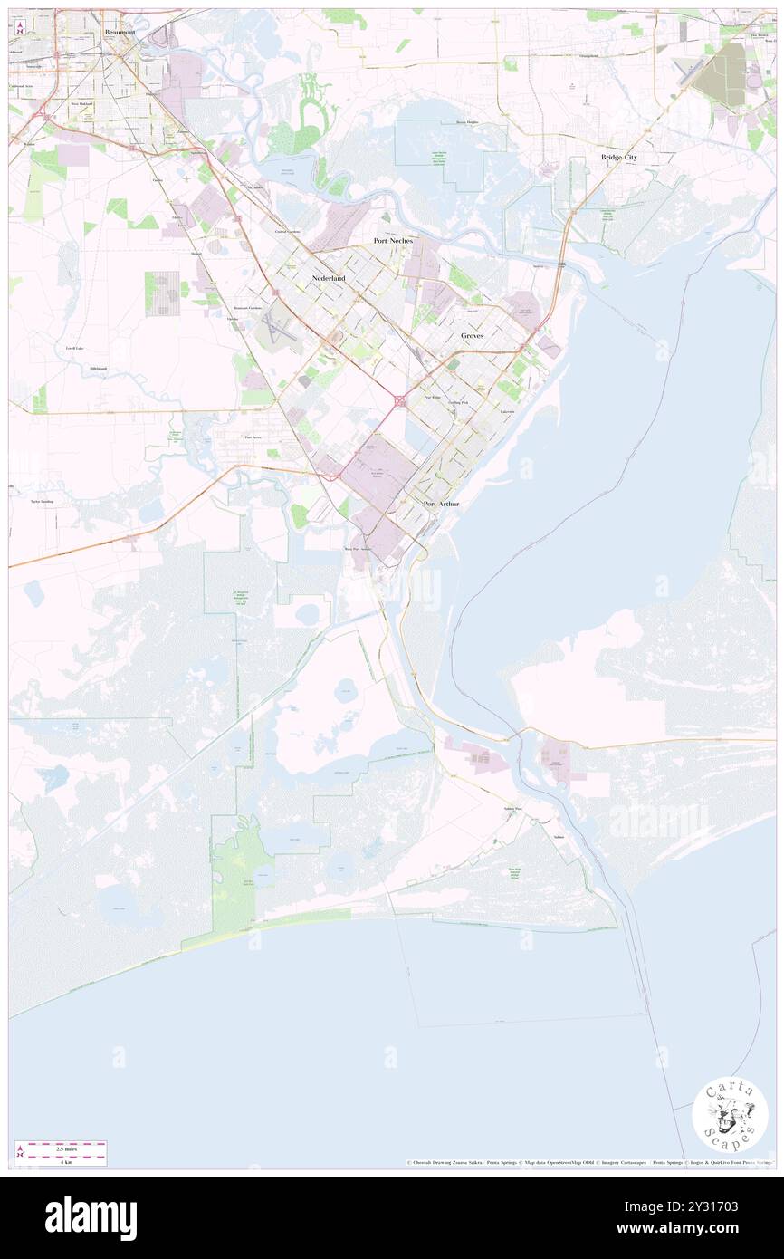 Port Arthur, Jefferson County, USA, USA, Texas, n 29 53' 6'', S 93 56' 32'', Karte, Karte, Kartenausgabe 2024. Erkunden Sie Cartascapes, eine Karte, die die vielfältigen Landschaften, Kulturen und Ökosysteme der Erde enthüllt. Reisen Sie durch Zeit und Raum und entdecken Sie die Verflechtungen der Vergangenheit, Gegenwart und Zukunft unseres Planeten. Stockfoto