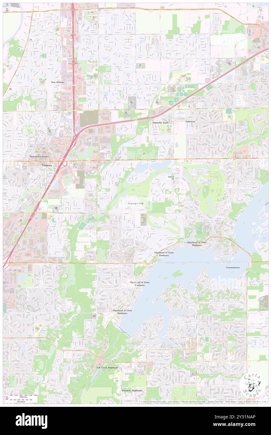 Hawthorn Hills, Hamilton County, USA, USA, Indiana, n 39 56' 40'', S 85 58' 48'', Karte, Cartascapes Map, veröffentlicht 2024. Erkunden Sie Cartascapes, eine Karte, die die vielfältigen Landschaften, Kulturen und Ökosysteme der Erde enthüllt. Reisen Sie durch Zeit und Raum und entdecken Sie die Verflechtungen der Vergangenheit, Gegenwart und Zukunft unseres Planeten. Stockfoto