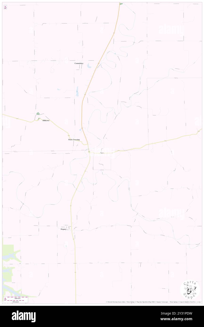 Paris, Jennings County, USA, USA, Indiana, n 38 49' 27'', S 85 38' 1'', Karte, Cartascapes Map, veröffentlicht 2024. Erkunden Sie Cartascapes, eine Karte, die die vielfältigen Landschaften, Kulturen und Ökosysteme der Erde enthüllt. Reisen Sie durch Zeit und Raum und entdecken Sie die Verflechtungen der Vergangenheit, Gegenwart und Zukunft unseres Planeten. Stockfoto