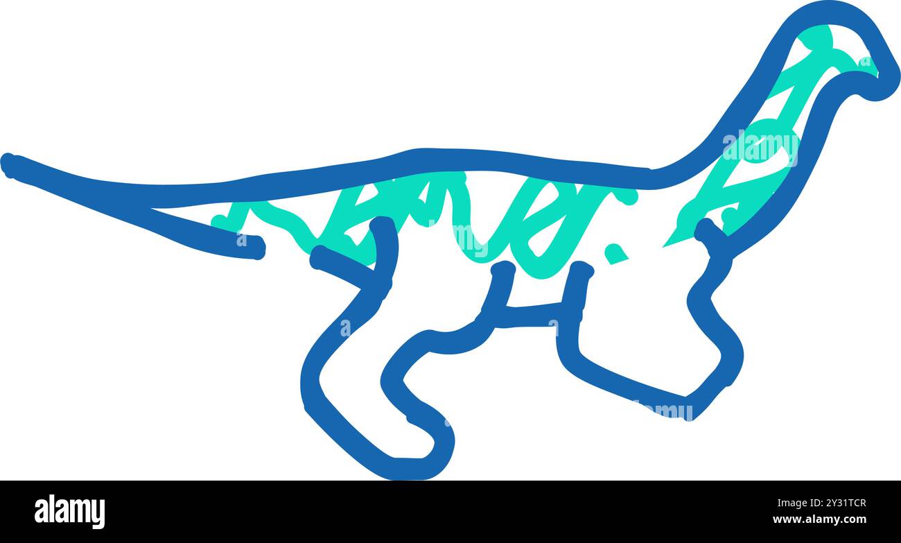 gallimimus-Dinosaurier-Zeichen-Symbol-Kritzelillustration Stock Vektor