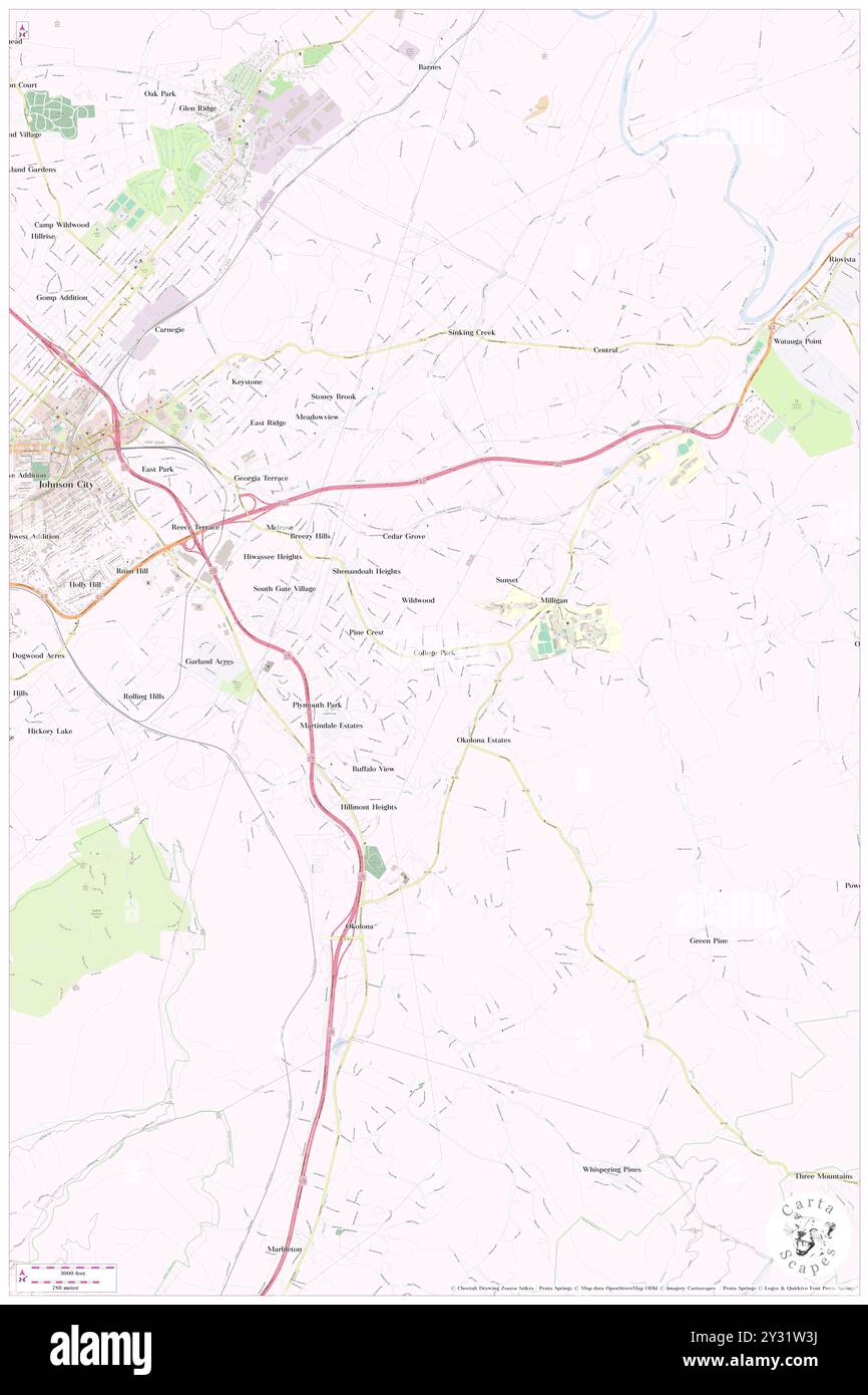 College Park, Carter County, USA, USA, Tennessee, n 36 17' 50'', S 82 18' 35'', Karte, Cartascapes Map, veröffentlicht 2024. Erkunden Sie Cartascapes, eine Karte, die die vielfältigen Landschaften, Kulturen und Ökosysteme der Erde enthüllt. Reisen Sie durch Zeit und Raum und entdecken Sie die Verflechtungen der Vergangenheit, Gegenwart und Zukunft unseres Planeten. Stockfoto