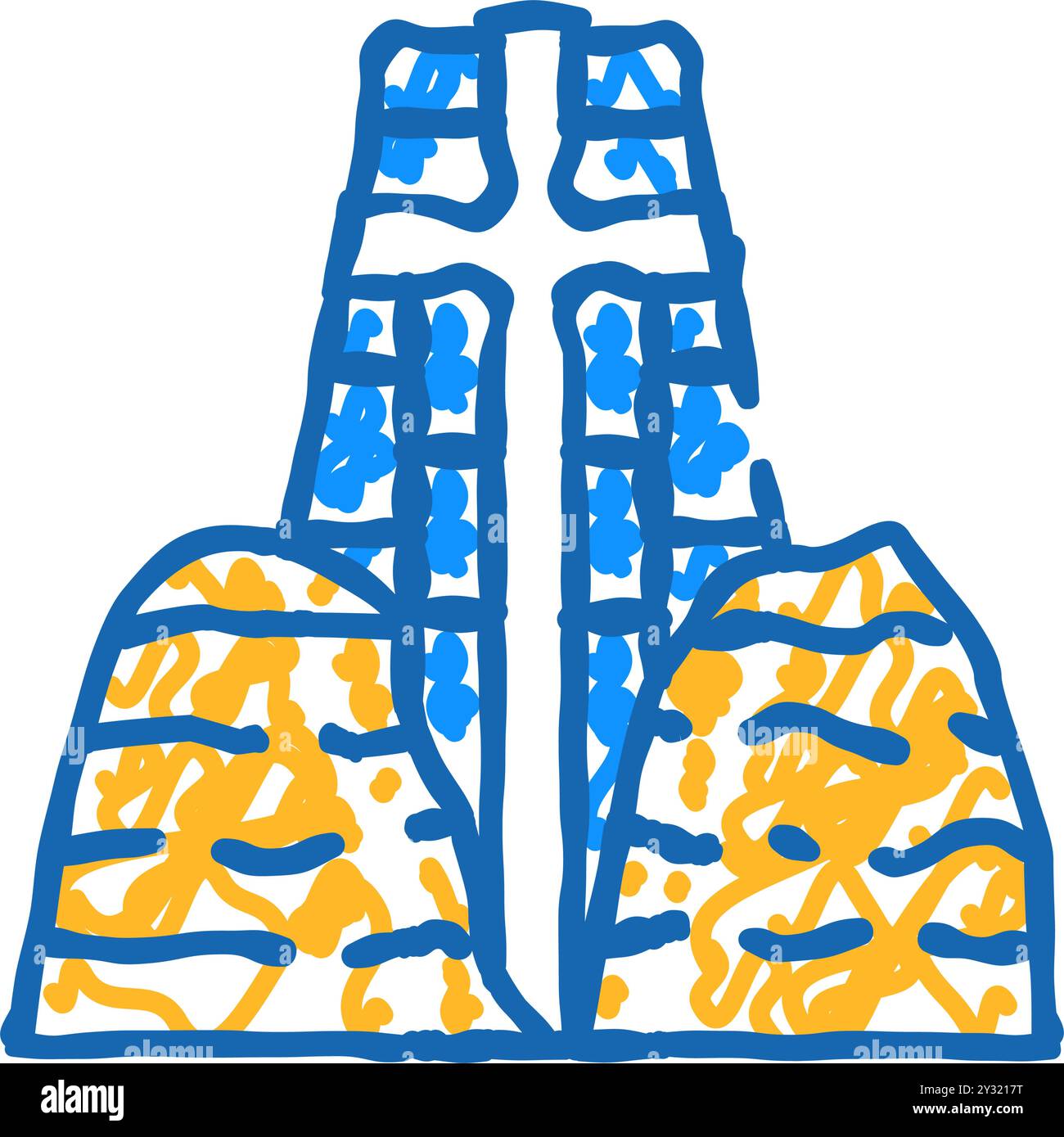 katholische Kapelle des heiligen Kreuzes Icon Kritzelillustration Stock Vektor