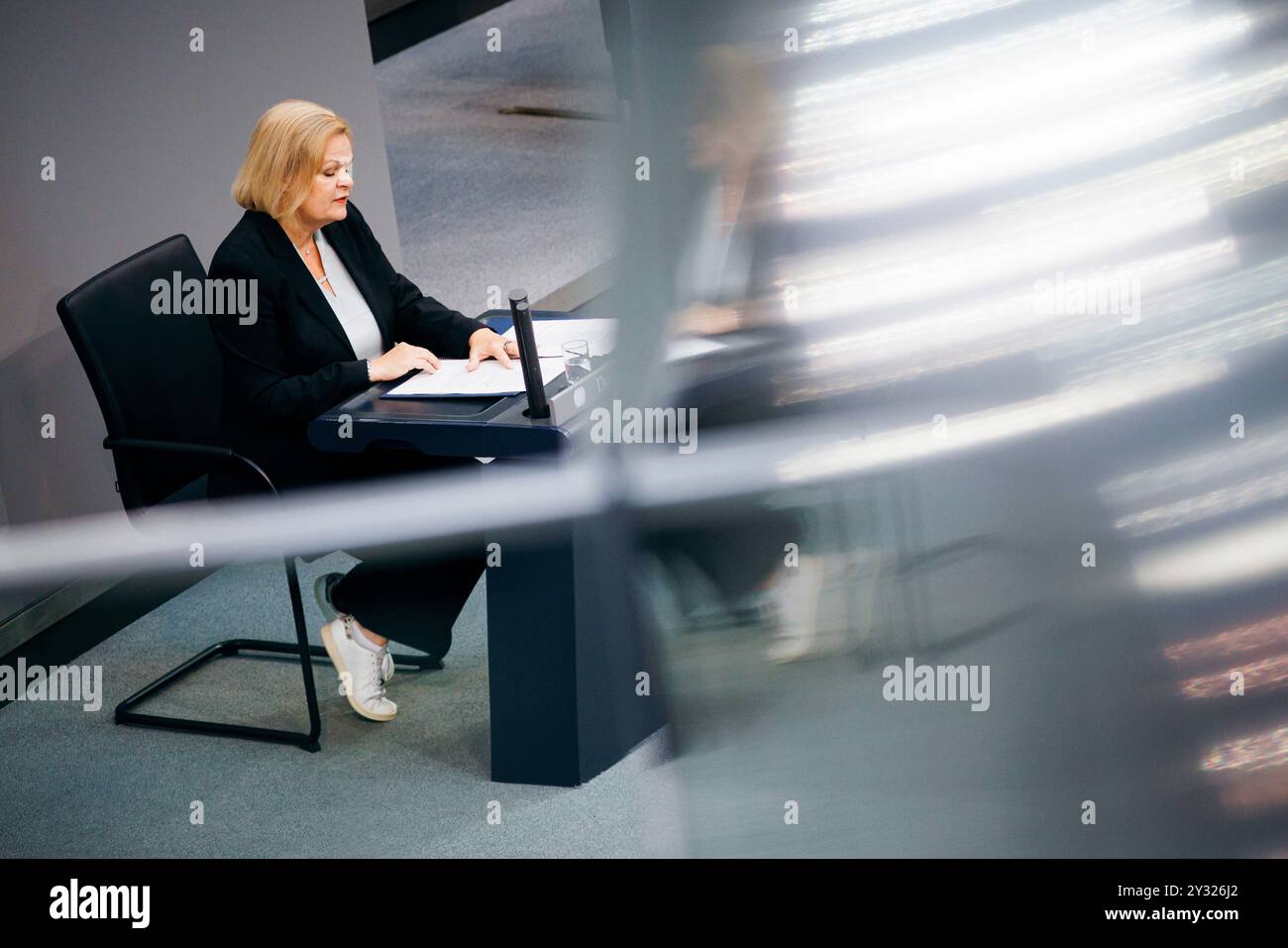 Berlin, Deutschland. September 2024. Nancy Faeser (SPD), Bundesministerin des Innern und Innern, nahm am 12. September 2024 im Deutschen Bundestag in Berlin eine Rede zur inneren Sicherheit auf. Quelle: dpa/Alamy Live News Stockfoto