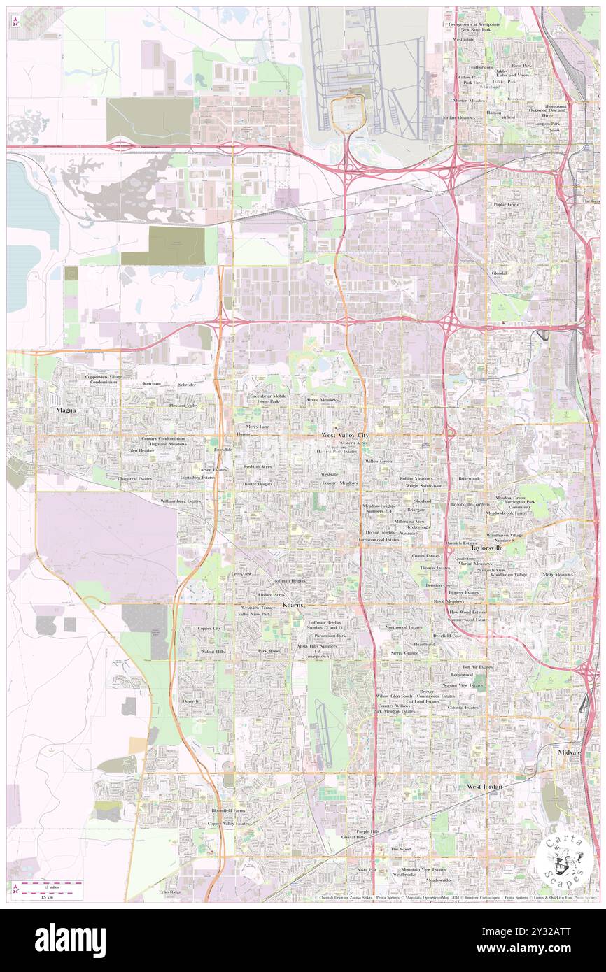 West Valley City, Salt Lake County, USA, USA, Utah, n 40 41' 29'', S 112 0' 3'', Karte, Cartascapes Map, veröffentlicht 2024. Erkunden Sie Cartascapes, eine Karte, die die vielfältigen Landschaften, Kulturen und Ökosysteme der Erde enthüllt. Reisen Sie durch Zeit und Raum und entdecken Sie die Verflechtungen der Vergangenheit, Gegenwart und Zukunft unseres Planeten. Stockfoto