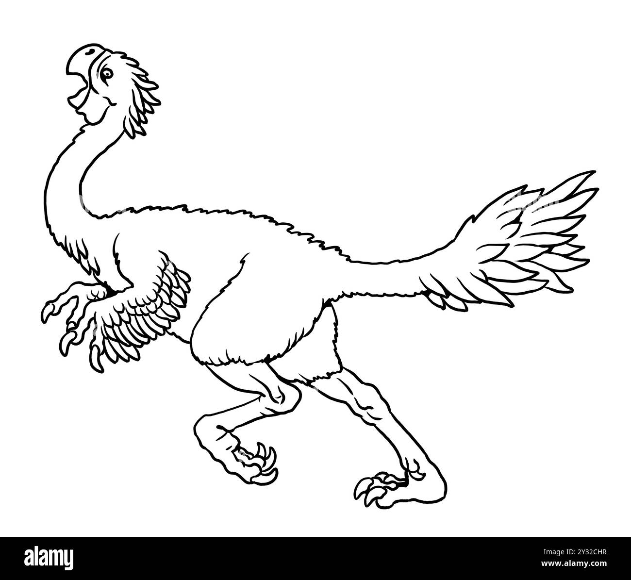 Dinosaurier Gigantoraptor. Ausmalseite Für Prähistorische Tiere. Stockfoto