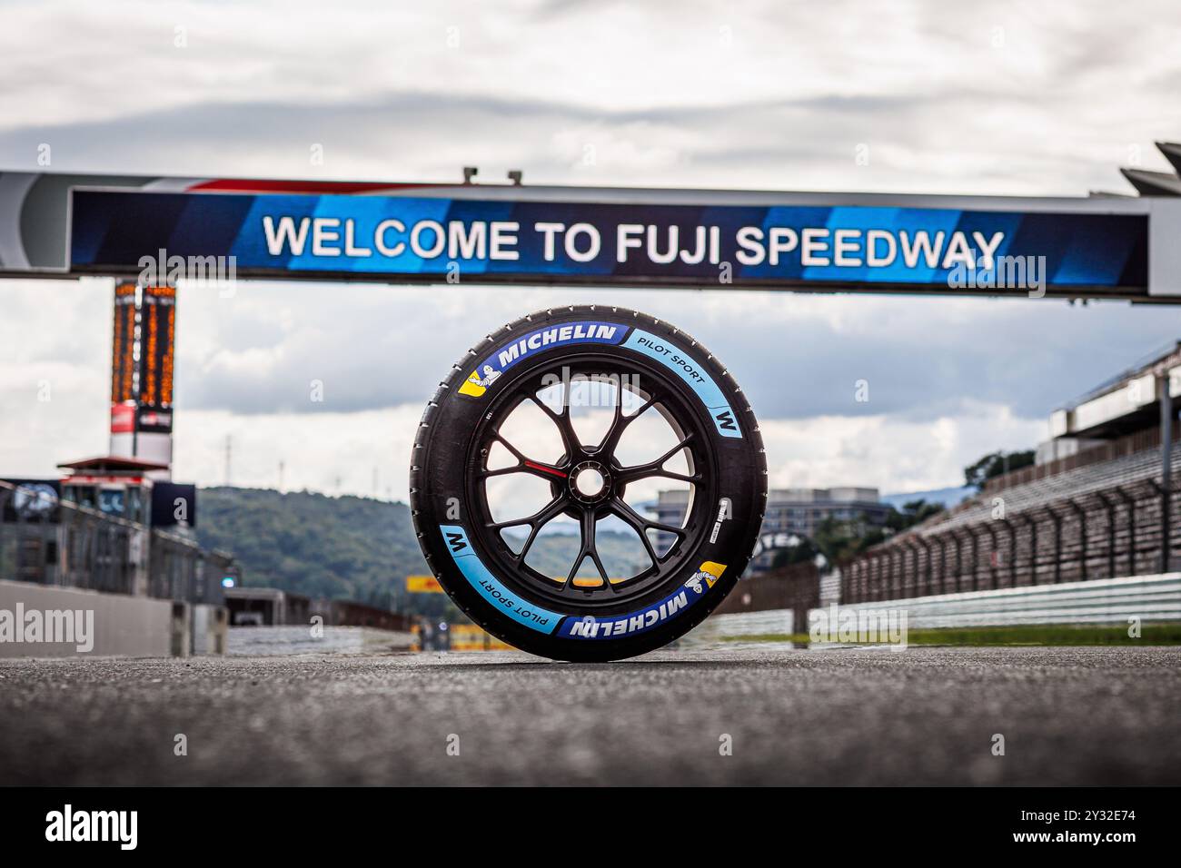 Shizuoka, Japan, 12.09.2024, michelin, Reifen, Pneu, während der 6 Stunden von Fuji 2024, 7. Runde der FIA-Langstrecken-Weltmeisterschaft 2024, vom 13. bis 15. September 2024 auf dem Fuji Speedway in Oyama, Shizuoka, Japan Stockfoto
