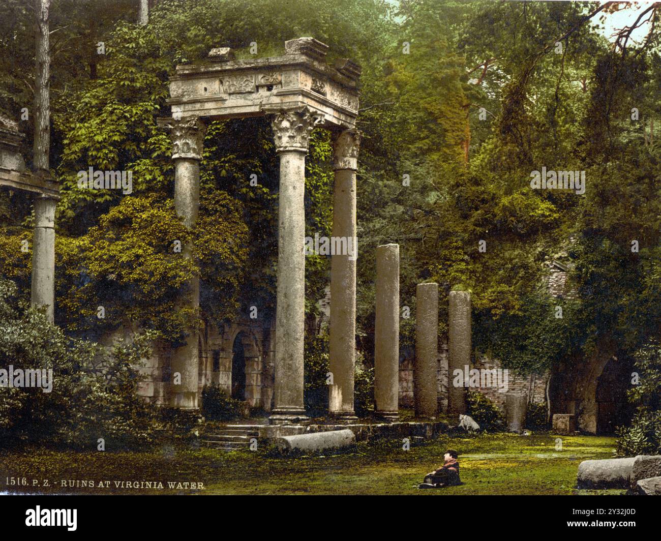Windsor, Ruinen am Virginia Water, England / Windsor, Ruins at Virginia Water, England , Historisch, digital restaurierte Reproduktion von einer Vorlage aus dem 19. Jahrhundert, 1880, Datum nicht angegeben Stockfoto