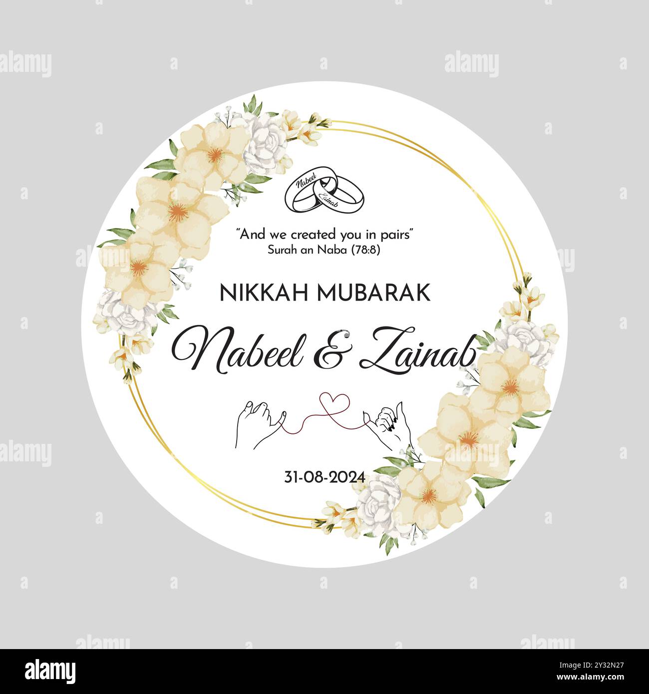 Luxuriöses Nikkah Zertifikat mit Blumenmuster, Premium A4 islamischer Hochzeitsvertrag, Nikah Nama, muslimische Heiratsurkunde, islamische Nikah nama, baat Pakki, Vektor Stock Vektor